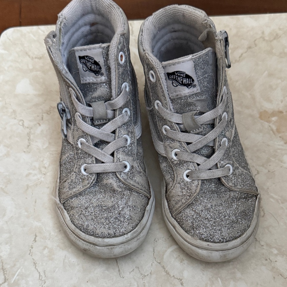 Vans Kids Glittery Silver Sneakers